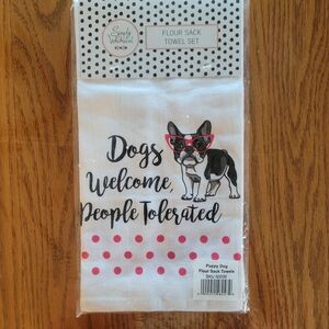 White and Black Flour Sack Towel Set